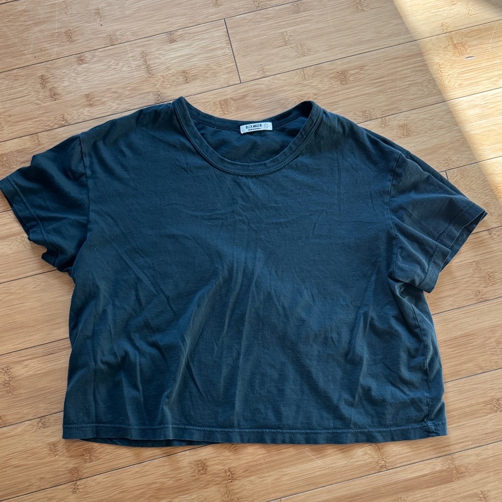 Buck Mason Black Short Sleeve Cropped Tee Large